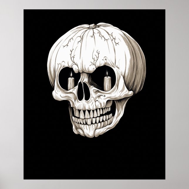 Poster Abóbora de Cranio Halloween Gótico (Frente)