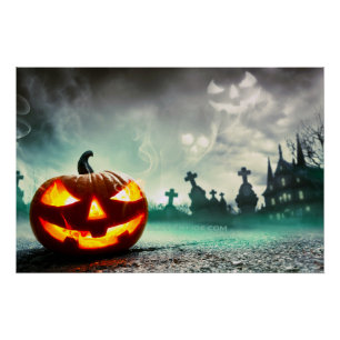Póster Abóbora de Halloween brilhante do SlipperyJoe wa