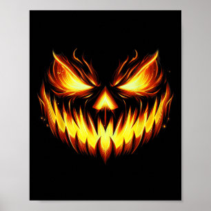 Poster Abóbora de Halloween Cara de Abobora Assustadora