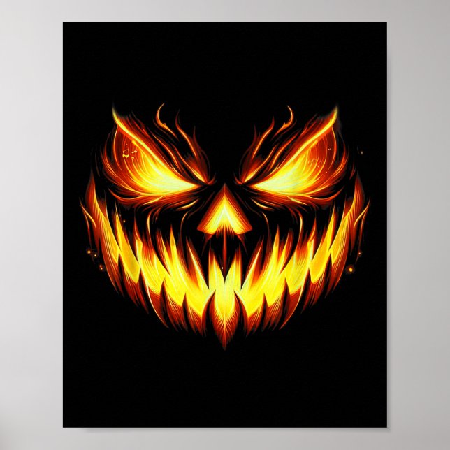 Poster Abóbora de Halloween Cara de Abobora Assustadora (Frente)