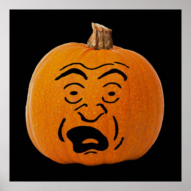 Póster Abóbora de Halloween com Rosto Assustado de Jack o (Frente)