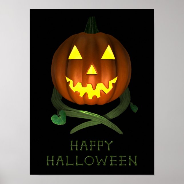 Poster Abóbora de Halloween com vinha (Frente)