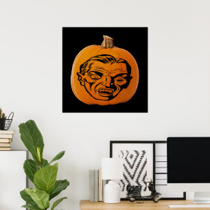 Póster Abóbora de Halloween Rosto de Vampiro, Jack o' Lan