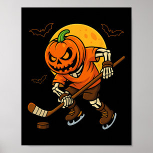 Poster Abóbora de Hóquei no Gelo no Rosto de Halloween Es