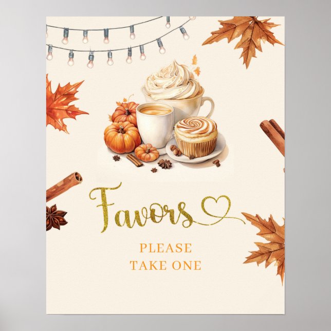 Poster Abóbora de Outono está Preparando Café Deixa o Beb (Frente)