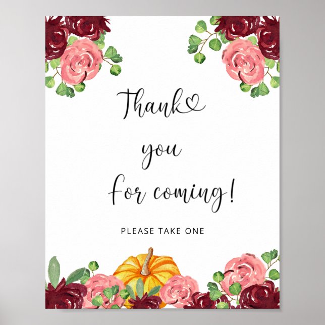 Poster Abóbora de outono Obrigado por vir (Frente)