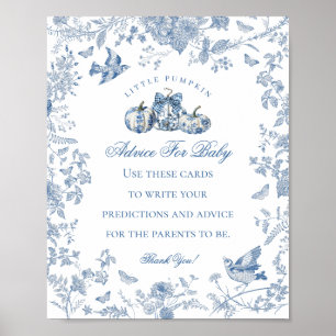 Poster Abóbora de Toalete Azul Francês de Outono Dicas pa