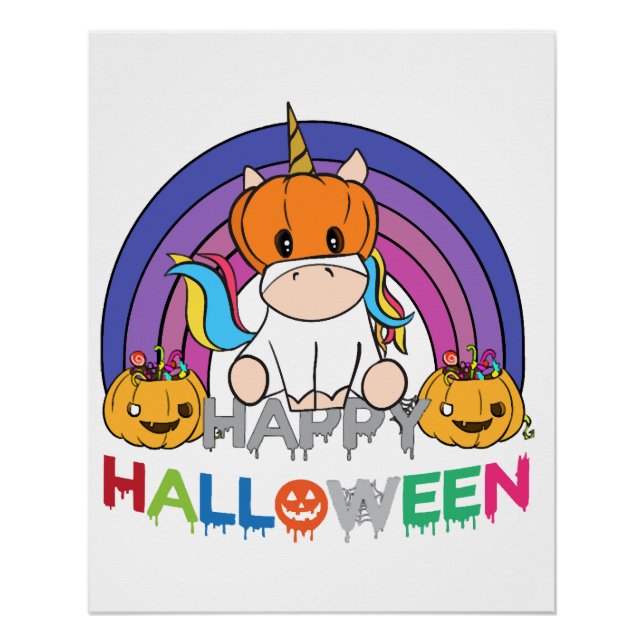 Póster Abóbora de Unicórnio para o Halloween (Frente)
