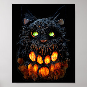 Poster Abóbora do Dia das Bruxas Gato Preto Szn Assustado