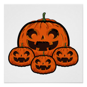 Póster Abóbora engraçada de Halloween, Halloween assustad