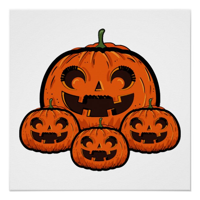 Póster Abóbora engraçada de Halloween, Halloween assustad (Frente)