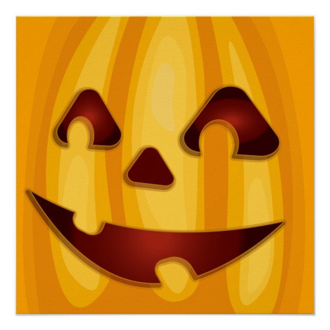 Póster Abóbora esculpida sorrindo design de Halloween (Frente)