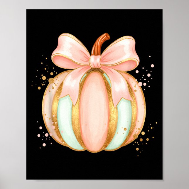 Poster Abóbora pastel com arco outono halloween fofa (Frente)