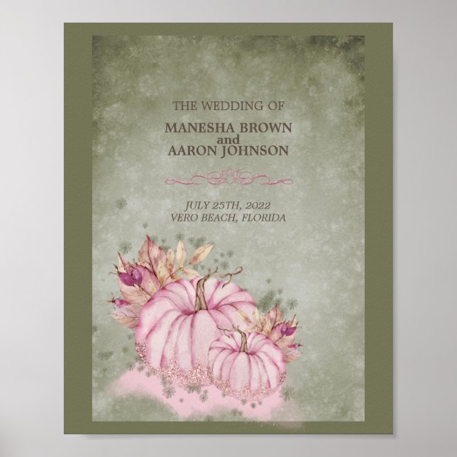 Poster Abóbora Rosa - Cartaz de Casamento (Frente)