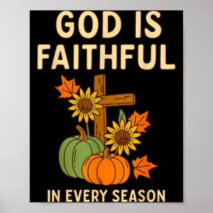 Poster Abóbora Verso Bíblico Cristão de Outono Deus é Fie