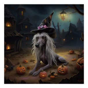 Póster Abóboras assustadoras de Halloween com crista chin