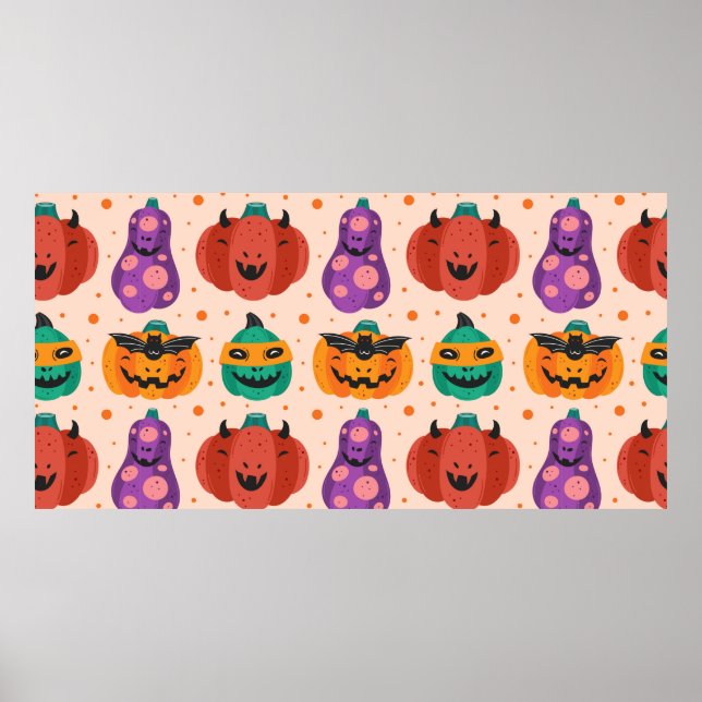 Poster Abóboras assustadoras em fantasias assustadoras. F (Frente)