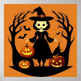 Poster Abóboras de Bruxa de Halloween Cena Assustadora