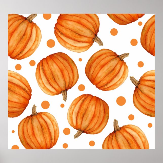Poster Abóboras desenhadas à mão: padrão de Halloween com (Frente)