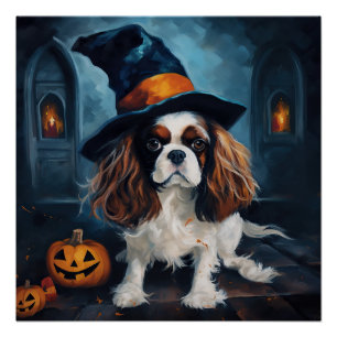 Póster Abóboras do Rei Cavalier Assustadoras de Halloween