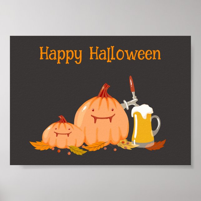 Poster Abóboras e Cerveja Personalizadas Feliz Dia das Br (Frente)