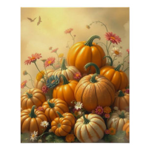 Póster Abóboras Florais Macias