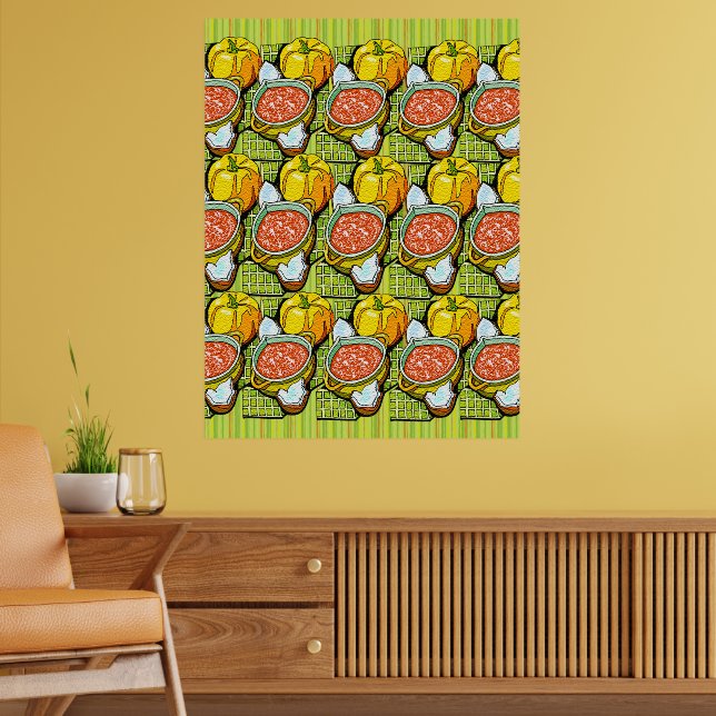 Póster Abóboras, Sopa e Fundo Listrado (Sala de Estar 2)