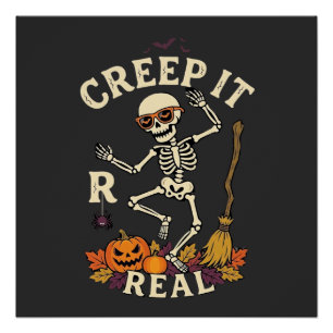 Póster Abobrinha de Esqueleto Dançante Creep It Real Vass