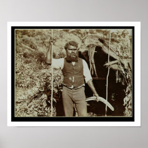 Póster Aborígene com um Bumerangue, c.1860s (foto do