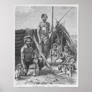 Poster Aborígene de Queensland gravados de uma fotografi