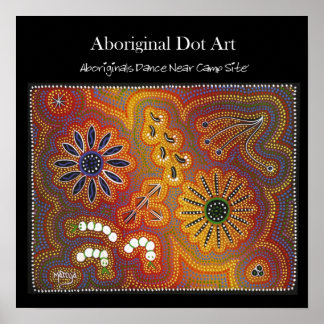 Póster Aboriginais Dançam Perto do Fogo do Campo
