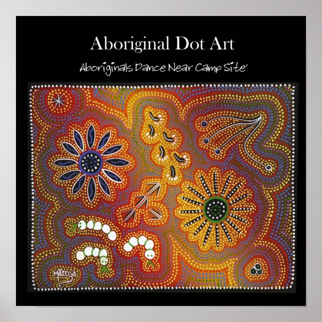 Póster Aboriginais Dançam Perto do Fogo do Campo (Frente)
