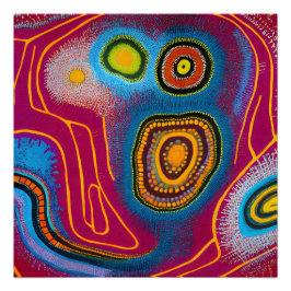 Póster Aboriginal Abstrato Art Vol 01