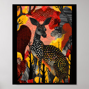 Poster Aboriginal australiano Kangaroo Dot Art Roo Trabal