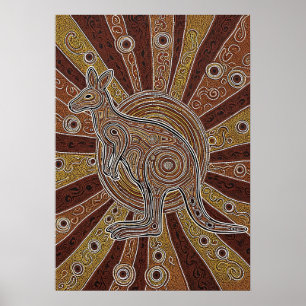 Poster Aboriginal Kangaroo Dot