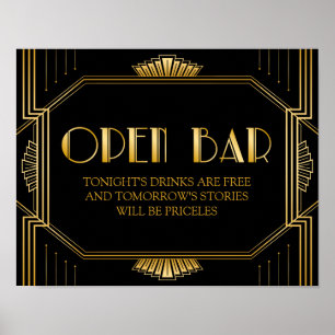 Póster Abra o art deco do sinal   Gatsby do casamento do