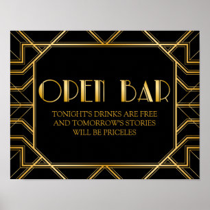 Póster Abra o art deco do sinal   Gatsby do casamento do