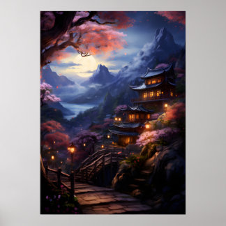 Poster Abraçar Pintura Cultural Japonesa