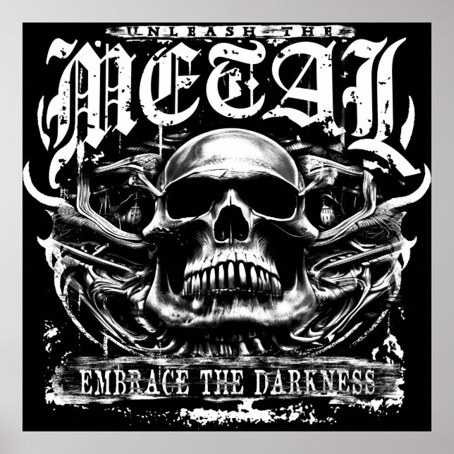 Poster Abrace a escuridão, solte o metal (Frente)
