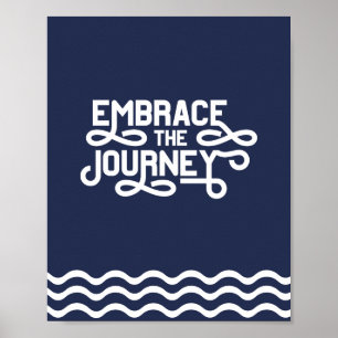 Poster Abrace as ondas da cotação de viagem em azul Mar