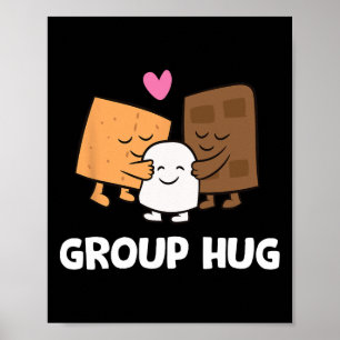 Poster Abrace de grupo engraçado de Smores de acampamento