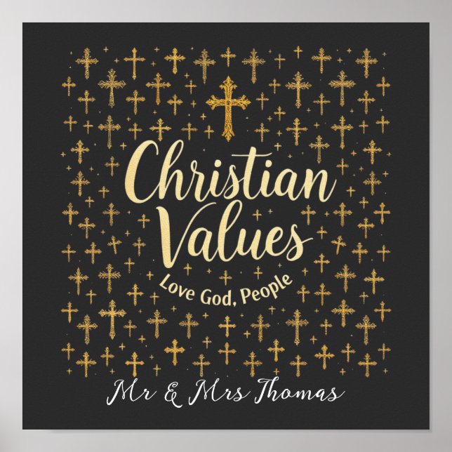 Poster Abrace os Valores Cristãos: Ame Deus, Ame as Pesso (Frente)