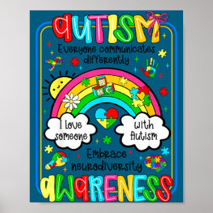 Poster Abraço arco-íris de conscientização sobre autismo 