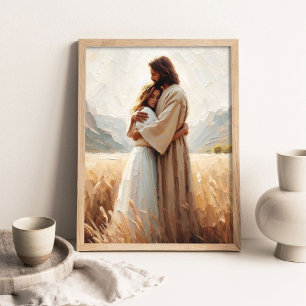Poster Abraço Curativo, Jesus Abraçando Menina, Jesus e M