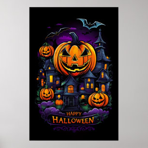 Poster Abraço de Abóbora, Mansão de Halloween