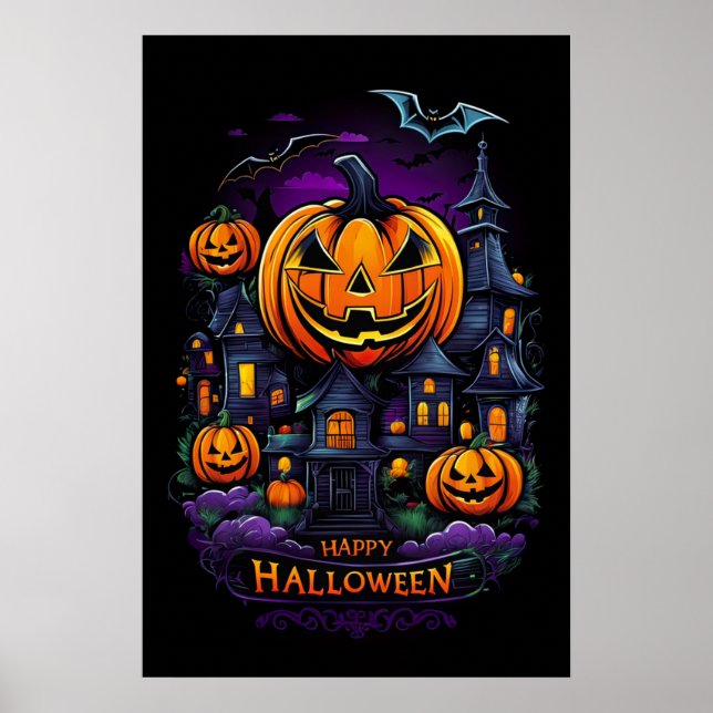 Poster Abraço de Abóbora, Mansão de Halloween (Frente)