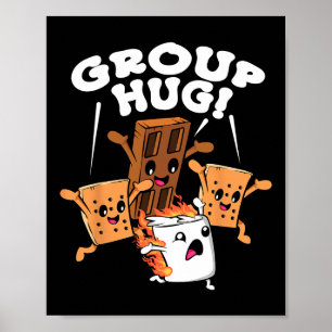Poster Abraço de grupo engraçado de Smores de acampamento