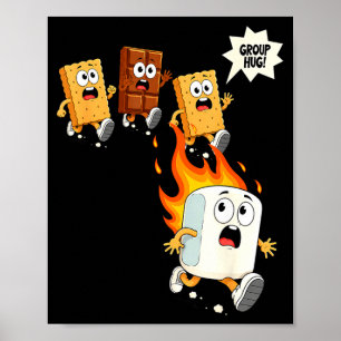 Poster Abraço de grupo fofo marshmallow fogueira smores a