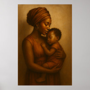 Poster Abraço de Mãe Parede de Mãe Africana e Filho