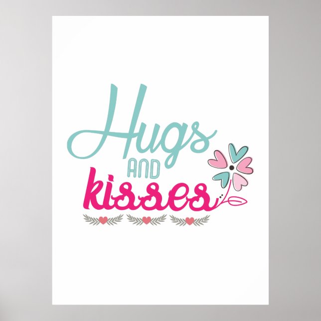 Poster Abraços De Presente De casal E Flor De Beijo (Frente)